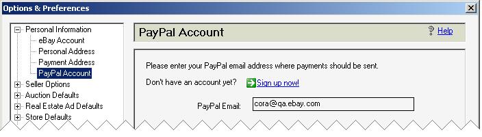 Chapter 6 Selecting Options and Preferences May 25, 2005 Your PayPal Account You can keep your PayPal account information current using this screen. The screen provides a link to the ebay PayPal site.