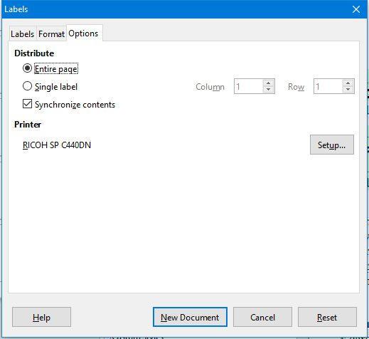 You can also use the Labels dialog box to create your own custom labels. Once you have formatted and saved your custom label design, your Brand and Type will appear in this dialog box.
