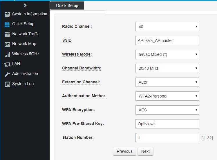 3. Enter Wireless Access configuration and customize according to your local preference or application. 4.1 Radio Channel should match later on with the partner access point; 4.