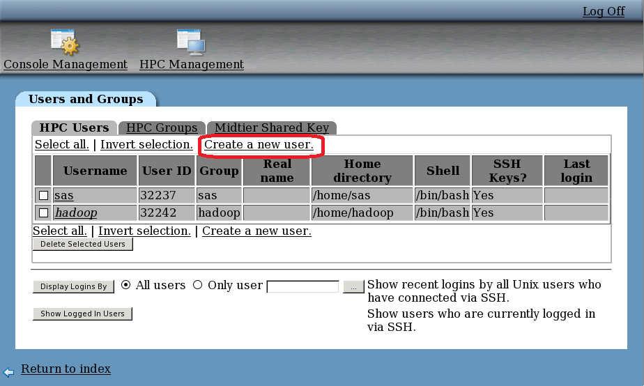 40 Chapter 3 / Deploying SAS High-Performance Computing Management Console 5 Click Users and