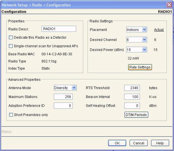 HP ProCurve Wireless Edge Services: zl Module Configuration Settings 1. From the Network Setup menu, select Radio. 2. Click the Configuration tab. 3.