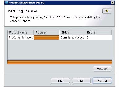 Figure 29. Registration Wizard, Installing Licenses 6. Once the licenses are installed, click Finish to close the wizard.