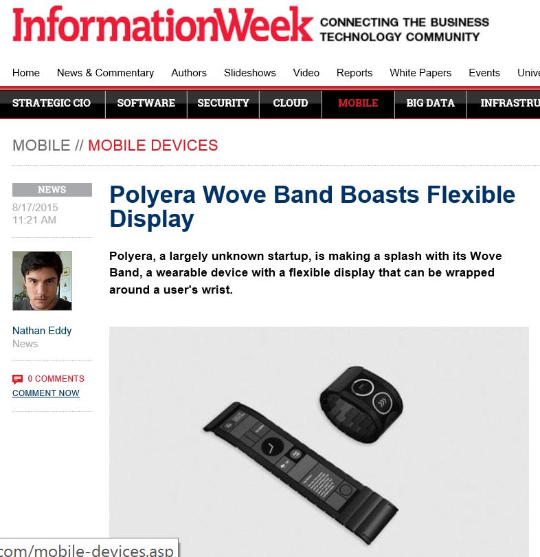 First CNB One-Plastic-Solution product Polyera Flexible Touch Display Polyera Wove Band Canatu