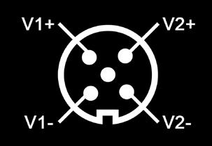 code V1 positive (+) pin = black cable V1 negative (-) pin = brown cable V2 positive (+) pin =