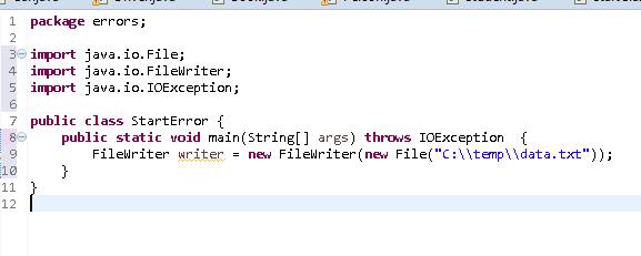 Error handling Java enforces the error handling compiler complaints 1.