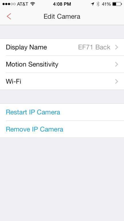 f.) Camera Sensitivity (in regards to the motion detection feature) The camera listed under the Camera List section has an adjustable motion detection sensitivity setting.