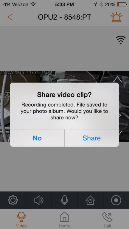 e.) Record/Share Video 1) In single video mode, tap the Record button (a solid dot in a bigger circle). The maximum recording time is 30 seconds.