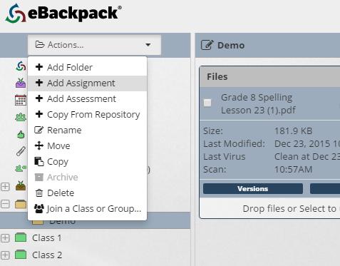 ebackpack Web Teacher Guide Page 10 of 21 Delete FOLDERS FILES Files and folders can be deleted at