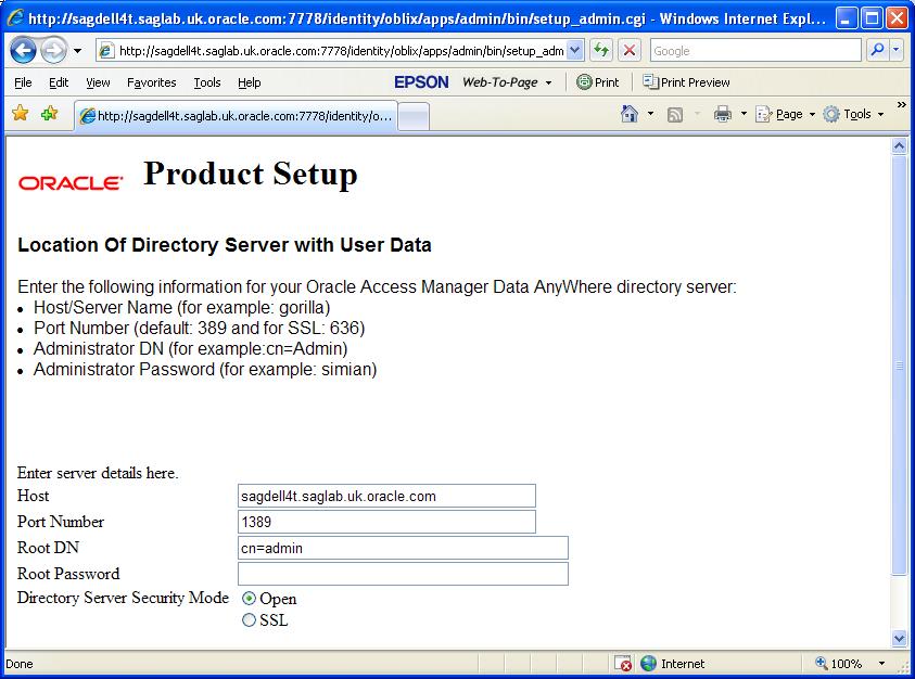 Enter the details of the Server on which OVD was installed.