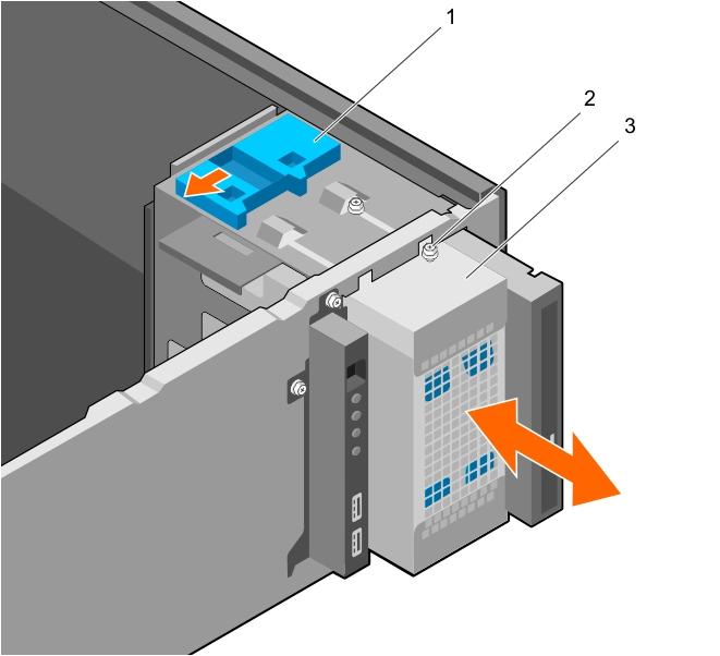 Figure 10. Removing and installing the hard drive cage Next steps 1. hard drive cage latch 2.
