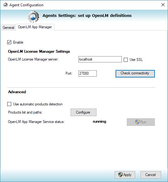 OpenLM Agent Installation V4.2.12 and Up 14 Manager tab will be available at the top of the Agent Configuration screen. Click the tab name to reveal additional options (see Figure 14).