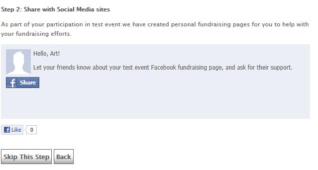 4. A new window will open where you can add a personal message that will appear on your Facebook homepage with a link to your Facebook Fundraising Page.