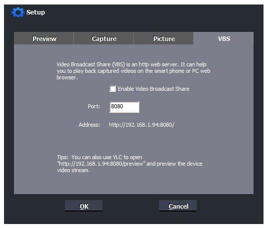 Enable Video Broadcast Share: Select this option and the function of Video Broadcast Share will be enabled. OK: Click to save the settings.