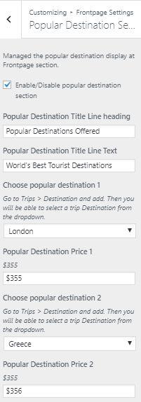 9.6.3 Popular Destination Section To Setting Frontpage Popular Destination Section of theme.