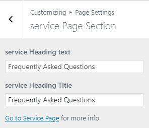 9.8.4 - Service Page Section To Setting Service Page items of theme.