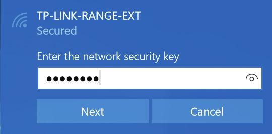 Enter the Security key, which you write in Root AP Wireless Password field in figure 5.1. Click Next. Figure 9.2 Security key window MOBILE PHONES, TABLETS Go to Wi-Fi settings.