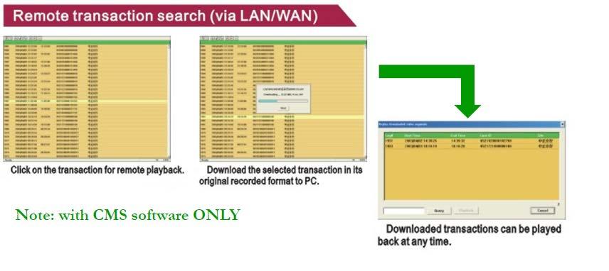 MONITORING Transaction Search Playback (CMS) 1 click operation to remotely download