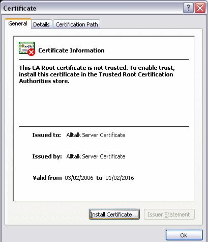 Click "Open" Click "Install Certificate" to display the "Certificate