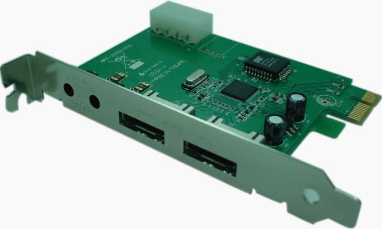 Adapter components 5 Features Provides two independent Serial ATA channels and external power ports Supports 1-lane 2.5 Gbps PCI Express Supports Serial ATA Generation II transfer rate of 3.