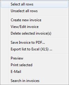 10 F-Billing Revolution 2015 User Manual Make the checkbox(es) checked near the "Invoice#" column to select multiple invoices.