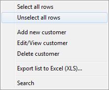 Customers 53 clicking on a datagrid row. Double click on the listing to open the customer detail window Make the checkbox(es) checked near "customer id" column to select multiple customers.