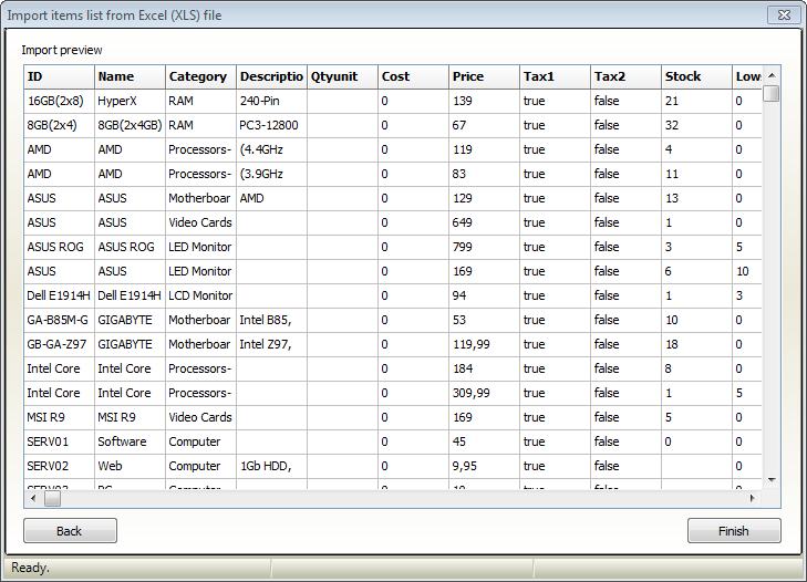 Products/Services 67 header column names (first row) as it is and try to import. 1. Browse for the import Excel file 2.