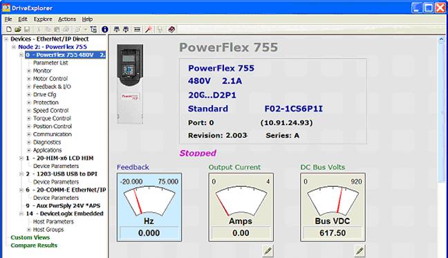 Using DriveExplorer Lite/Full IMPORTANT You need DriveExplorer version 6.01 or later to interface with the PowerFlex 755 drive.