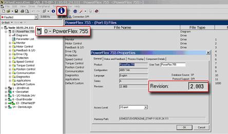 Figure 3 - Accessing the PowerFlex 755 Drive Firmware Revision Number ❶ ❷ ❸ Firmware Flashing This section describes procedures to flash upgrade your drive firmware.