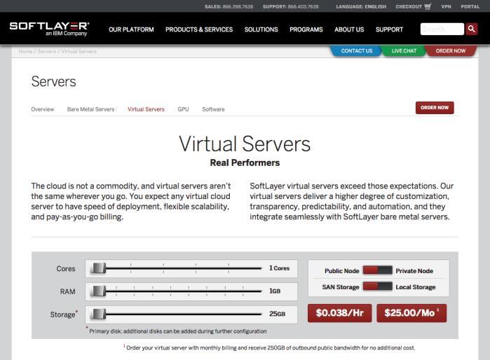 Choose to create a virtual server and set the sliders to define a virtual server