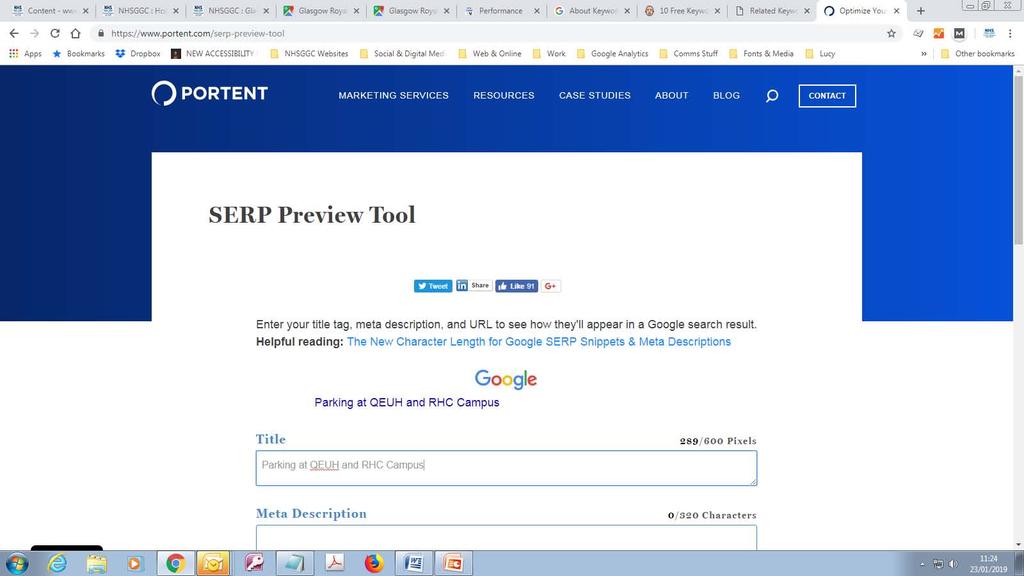 SERP preview with SEO blank