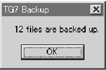 Using the File Copy Tools Backing up Preset Files by TG7 Backup The TG7 Backup application allows you to back up all of the preset files saved in the TG700 to your PC. About a Preset File.