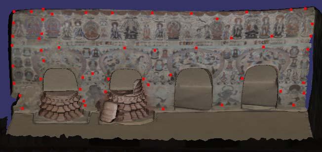 The density of control points in the boundary of the wall is larger than the middle. The bottom image give a texture mapping result of the planar mesh. 4. TEXTURE MAPPING AND REFINEMENT 4.