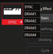 Choose SYNC to sync all modules to the same lighting effect, or choose DRAM# to choose one of the individual modules.