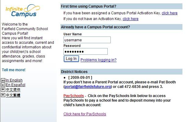 This next graphic shows what the Portal looks like to parents.