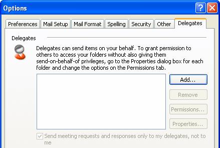 Outlook 2003, Level 2 Page 18 4. Select your partner s name as the delegate and click OK to accept the new delegate.