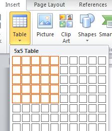 Borders and Shading Insert Tab The Insert Tab contains the commands that allow you to insert pages, pictures, shapes, tables, clip art, and more into your document.