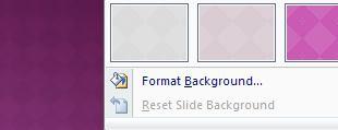Background group) Backgrounds available for selected theme Customize the Background Style