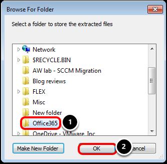 Select or create a folder in which to store the