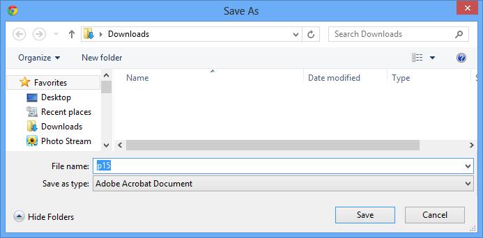 2. A dialog box will appear. Select the location where you wish to save the file, enter a file name, and click Save. Your Downloads folder will be selected by default. 3.