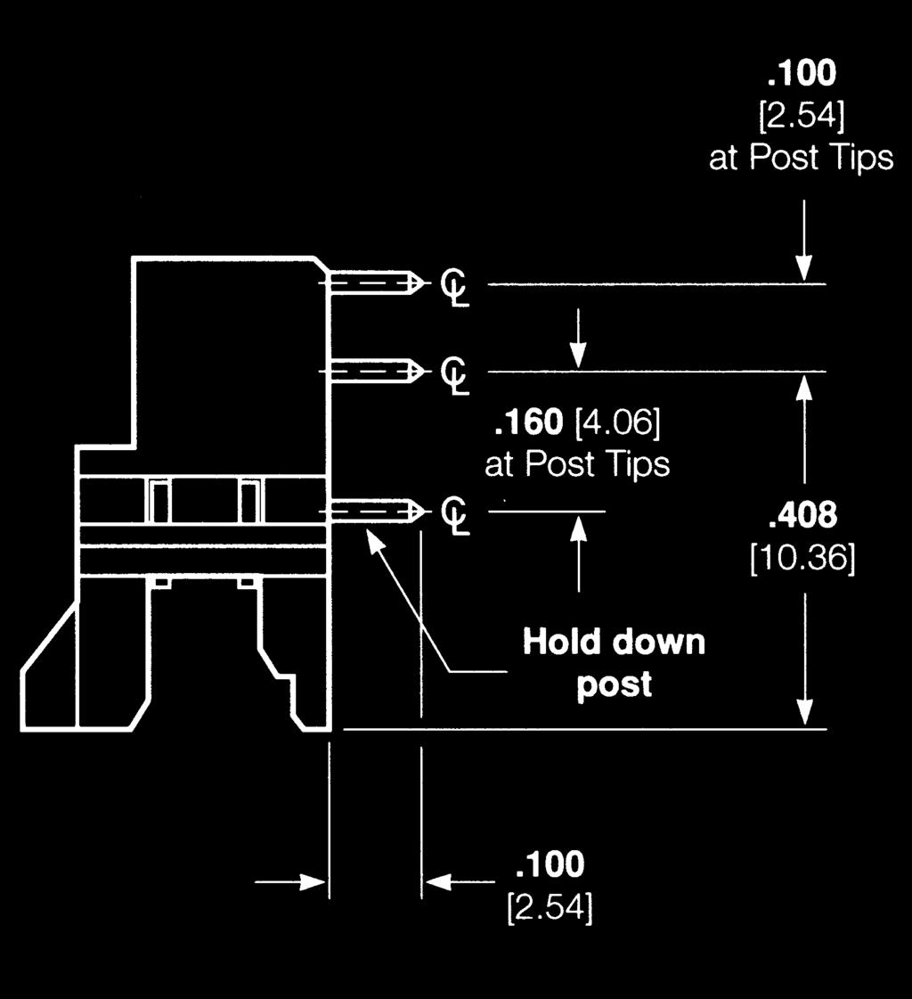 Hole Layout page 41 See Note 2. See Note 1. Technical Documents page 64 Product Specification 108-109 Application Specification 114-2501 Part Numbers No. of Dimension Post Length Pos. A.100 [2.54].