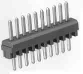 Thru-Hole Headers Unshrouded,.050 x.100 [1.27 x 2.54] Centerline, Board-to-Board (Continued) Single Row, Vertical.125 [.18].015 [0.8].100 [2.