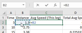 Start by clicking in cell C2. Next type an equals sign (=) [remember that the equals sign tells Excel that there is a formula or other special entry coming]. Next, click on the cell B2.