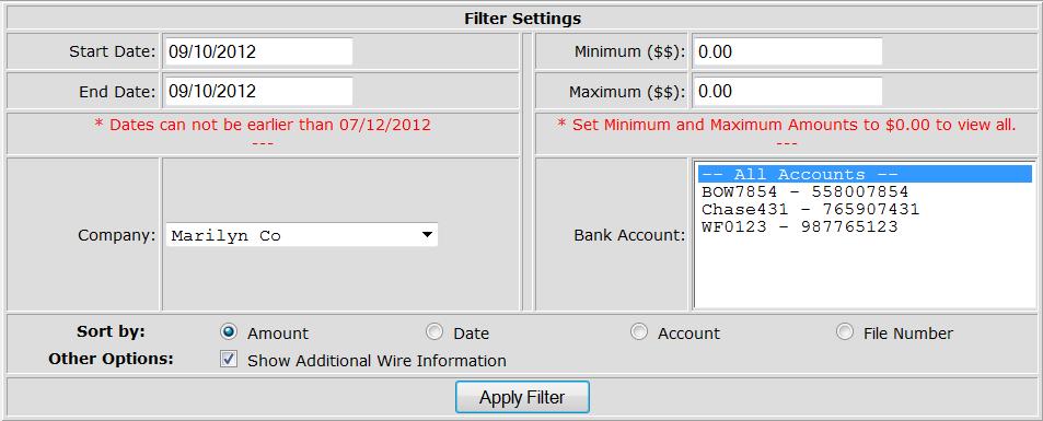 Finding Unclaimed Wire Detail (Ctrl + F) You can use the Find feature of your web browser to locate specific wire details.
