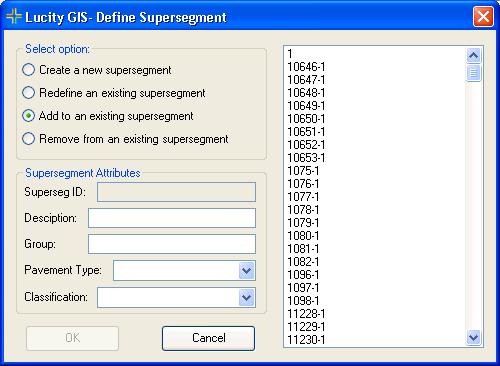 5. Click Yes. The dialog to the right will appear. Select an option: Create a new supersegment- select this option to create a new supersegment record in the desktop.