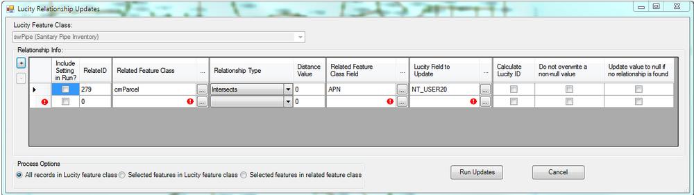 Direct Spatial Updates tool The Direct Spatial Updates tool allows users to directly update a Lucity record from a feature that shares a location without updating the feature that is linked to the