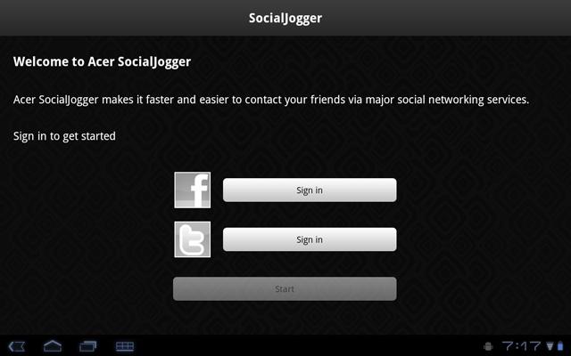 Acer SocialJogger Acer SocialJogger combines your social network updates in one location, allowing you to quickly follow what your friends are doing across several platforms.
