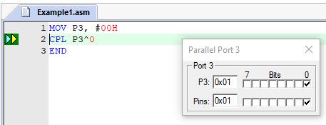CPL P1^7 ; complement bit 7 on Port 1 Port 1 is one of the microcontroller s ports with 8 pins. Port 1 P1^7 P1^6 P1^5 P1^4 P1^3 P1^2 P1^1 P1^0 MSB LSB Example 2.