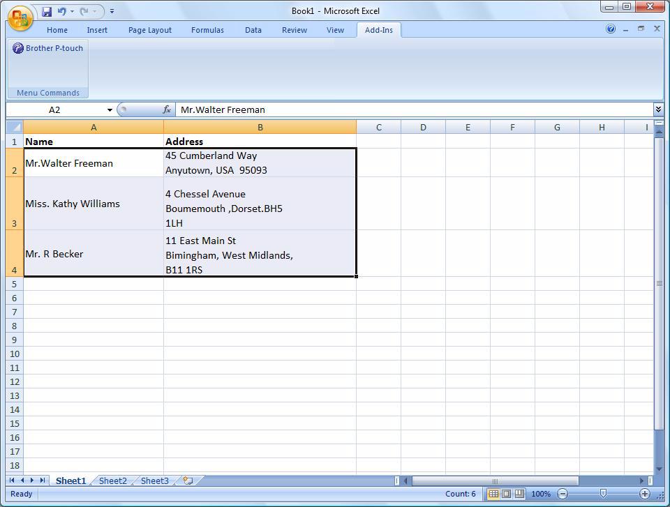 Microsoft Excel With the Add-In function, you can directly copy text in Microsoft Excel to a label layout.