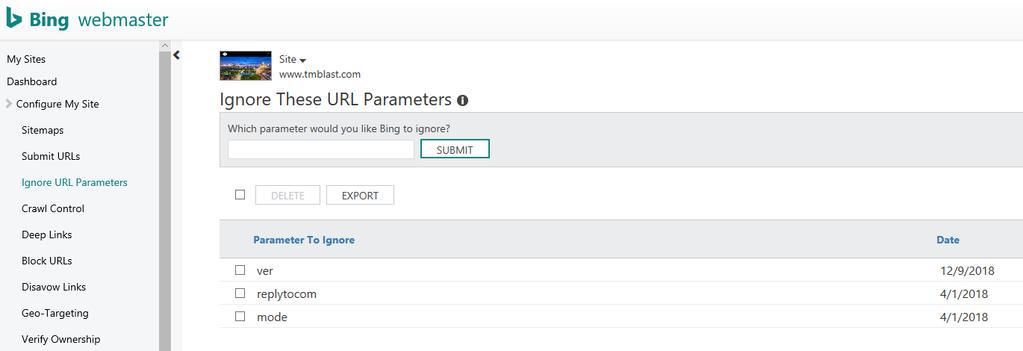 Bing Webmaster Tools: Ignore URL Parameters Don t overlook this section within Bing Webmaster Tools.
