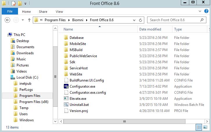 utable, Front Office 8.7.exe. Double clicking on the exe launches windows installer, which copies all the relevant files onto disk.